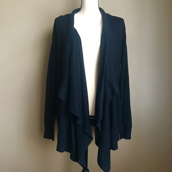 [MK] Navy Zippered Cardigan - Picture 1 of 3
